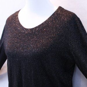 Worthington Metallic Black Rayon Blouse SZ PXL